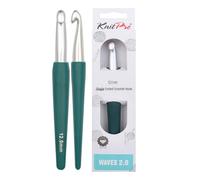 KnitPro Waves Crochet Hooks - 12mm Crochet Hook, Ergonomic Soft Handles, Soft Rubber Grip for Arthritic Hands, Light & Comfortable Crochet Needles for Knitting, Emerald