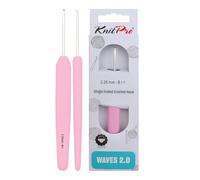 KnitPro Waves Crochet Hooks - 2.25mm Crochet Hook, Ergonomic Soft Handles, Soft Rubber Grip for Arthritic Hands, Light & Comfortable Crochet Needles for Knitting, Rose Pink