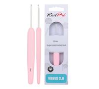 KnitPro Waves Crochet Hooks - 2mm Crochet Hook, Ergonomic Soft Handles, Soft Rubber Grip for Arthritic Hands, Light & Comfortable Crochet Needles for Knitting, Cotton Candy