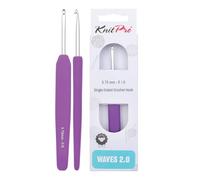 KnitPro Waves Crochet Hooks - 3.75mm Crochet Hook, Ergonomic Soft Handles, Soft Rubber Grip for Arthritic Hands, Light & Comfortable Crochet Needles for Knitting, Rotal Plum