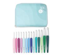 KnitPro Waves Crochet Hooks Set - 14 Hook Grande Gift Set, Sizes 2 - 12mm, Ergonomic Soft Handles, Soft Rubber Grip for Arthritic Hands, Light & Comfortable Crochet Needles for Knitting