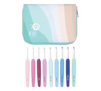 KnitPro Waves Crochet Hooks Set - 9 Hook Deluxe Gift Set, Sizes 2 - 6mm, Ergonomic Soft Handles, Soft Rubber Grip for Arthritic Hands, Light & Comfortable Crochet Needles for Knitting