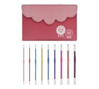 KnitPro Zing Crochet Hook Set 2-6mm • 9pc Aluminium Hooks • Pink Case UK Seller