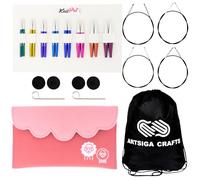 KnitPro Zing Mini Set 2 inch Circular Knitting Needles Size 2.5, 4, 5, 6, 7, 8, 9, 10 Interchangeable, 4 Cables, 4 Caps, 2 Keys, Fabric Case with Project Bag