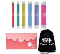 KnitPro Zing Starter Set 8 inch DPN Double Pointed Knitting Needles Size 1.5, 2.5, 4, 6, 7, 8 with Fabric Case with Project Bag