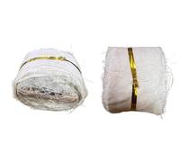 KNITSILK Recycled Mulberry Sari Silk Ribbon Yarn, Natural Undyed, 50g - 10 x 1 Yard Dyeable Handmade Silk Fabric Strips for Knitting, Weaving, Crochet, Mixed Media, Textile Art & DIY Crafts