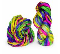 Knitsilk Recycled Sari Silk Ribbon Yarn - Multicolor | Ideal for Crochet, Knitting, Embroidery & Jewelry Making | Sustainable, Unique Texture | 50g, 30+ Yards |