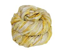 Knitsilk Recycled Sari Silk Ribbon Yarn - Shibori Yellow | Ideal for Crochet, Knitting, Embroidery & Jewelry Making | Sustainable, Unique Texture | 50g, 30+ Yards |