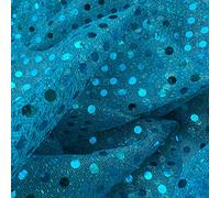 Knitted 3mm Sequin Dot Sparkly Fancy Dress Dance Display Backdrop Home Decor Fabric Material | 45" - 112 cm Wide | Sold per Metre (Turquoise)