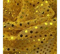 Knitted 3mm Sequin Dot Sparkly Fancy Dress Dance Display Backdrop Home Decor Fabric Material | 45" - 112 cm Wide | Sold per Metre (Gold)
