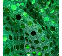 Knitted 6mm Sequin Dot Sparkly Fancy Dress Dance Display Backdrop Home Decor Fabric Material | 45" - 112 cm Wide | Sold per Metre (Emerald Green)