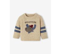 Knitted baby jumper with jacquard pattern marl beige