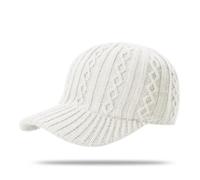 Knitted Baseball Cap for Winter, Wool-Blend Visor Beanie, Warm Outdoor Hat for Men and Women, Cold Weather Protection (UK, Alpha, One Size, White)