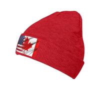 Knitted Beanie Cap American and Canadian Flags Knit Hat Soft Beanie Hat Comfortable Knit Hats for Ski Warm Gift Jogging