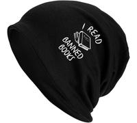 Knitted Beanie Cap I Read Banned Books Beanie Hat Soft Knit Hats Stretchy Knit Hat for Ski Sports Jogging
