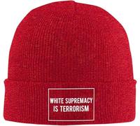 Knitted Beanie Hat White Supremacy is Terrorism Cozy Knitted Beanie Cap Windproof Running Cap for Women Guys Jogging