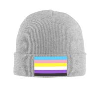 Knitted Beanie Trans Nonbinary Pride Flag Knit Cap Universal Thermal Ski Hat for Outdoor Running Toboggan
