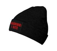 Knitted Beanie Warning I Bite Warm Hats Classic Soft Hat for Camping Hiking Men