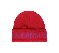 Knitted Beanie with Contrasting Color Logo - male - Versace Jeans Couture - Accessories - Pink - ONE SIZE - Accessories ONE SIZE