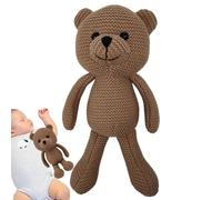 Knitted Bear Doll - 25cm 9.84 Inch Yarn | Cute Plush Animal for Kids, Pet Chew Toy, Home Display Ornament | Large Room