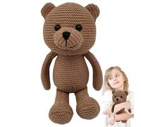 Knitted Bear Plush Toy - 25cm Yarn Doll | Soft Plush Animal with Chew-resistant Construction, Comforting, Recreational | Bedroom Decoration Display Stand