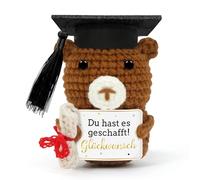 Knitted Bear with Graduation Hat, Creative Knitting Wool Bear Doll, Graduation Decoration, Pocket Hug Mini Bear, Graduation Gift for ABI Bachelor Master Doctor Graduation C27