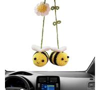 Knitted Bee Car Ornament - Woven Crochet Hanging Charm, Handmade Rearview Decoration, Unique Car Accessory | Adorable Bee Decor Gift Idea, Easy-To- Design Perfect for Cars, Trucks