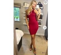 Knitted Bodycon Mini Dress In Red CY Red One Size