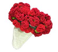 Knitted Bouquet Blanket Carnations Crochet Flowers Bouquet Blanket Romantic Boho Charm Soft Cosy Sofa for Family Living Room