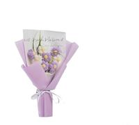 Knitted Bouquet Crochet Flower Arrangement for Wedding Decoration, Handmade Knitted Flower Bouquets with LED Lights, Cotton Thread Craft, 25x44cm, Pink/Orange/Blue/Purple(PURPLE)