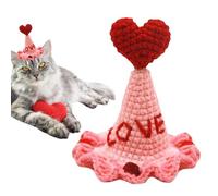 Knitted Cat Hat - Soft Adjustable Pet Headwear, Cute Crochet Kitty Cap | Cozy Cat Beanie with Love Design, Comfortable Feline Outfit for Home, Parties Gatherings, Photo Props Pet Accessories