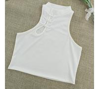 Knitted Cheongsam Vest Top for Women Sleeveless Buttoned IShaped Tank Top Cotton Spandex Blend Suitable for Four Seasons Wear (L White)