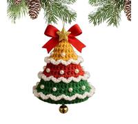 Knitted Christmas Ornament Sets - Santa Claus Tree Wreath Bells Pendant, Crochet Christmas Tree Baubles Decoration for Indoor Door Party Craft Lovers
