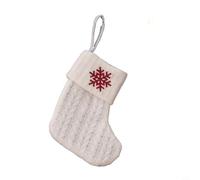 Knitted Christmas Stocking with Snowflake Alphabet Design Featuring Hanging Rope for Trees and Holiday Decor (Snowflake)