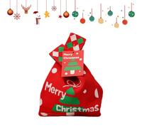 Knitted Christmas Storage Bags for Treats and Gifts, Reusable Christmas Red Present Bag Festive Packaging, Small Size 14.5 * 15.5 * 6.5cm Xmas Pattern Decor