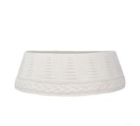 Knitted Christmas Tree Collar, 28 Inch Diameter Cream Chunky Cable Knit Cover, Rustic Holiday Décor for Home or Office Celebrations