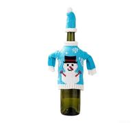 Knitted Christmas Wine Bottle Cover with Snowman Pattern, Festive Table Decoration Sleeve for Standard Bottles, Red Green Blue, 10 x 14.5 cm(D)