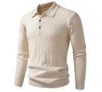 Knitted Coat Thick Sweater for Men Overcoat In The Autumn Winter Of 2025 The Selling Border Pullover Knitted Sweater Jacket For Men Collar Outwear for Outdoor Hiking Work Walking (Khaki, M)