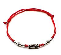 Knitted Colors Handmade Red String Bracelet Protection bracelet Adjustable size for Women and Men Fengshui Lucky Bracelet, 18 inches, Gemstone, Agate
