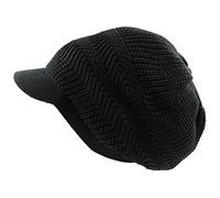 Knitted Cotton Rasta Slouchy Beanie Visor, Black