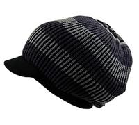 Knitted Cotton Rasta Slouchy Beanie Visor, Black/Gray/Multi, One Size-X-Large