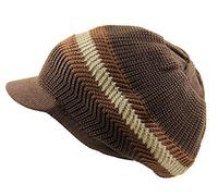 Knitted Cotton Rasta Slouchy Beanie Visor, Brown/Khaki, One Size-X-Large