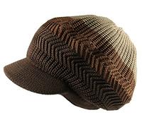Knitted Cotton Rasta Slouchy Beanie Visor, Khaki/Brown/Dark Brown