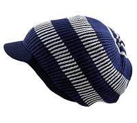 Knitted Cotton Rasta Slouchy Beanie Visor, Navy/White/Multi, One Size-X-Large