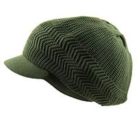 Knitted Cotton Rasta Slouchy Beanie Visor, Olive Green, One Size-X-Large