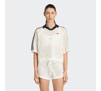 Adidas Originals Knitted Crochet Short Sleeve Polo White L Woman