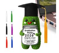 Knitted Cucumber Doll - Graduation Pickle Cute Plush Keepsake, Congrats Grad Toy | Fun Gift for Siblings Friend Classmate Roommate Party Home Office Apartment Living Room Bedroom Study School