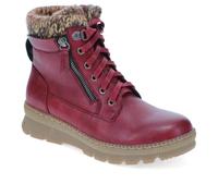 Knitted Cuff Lace-Up Boots - Burgundy Size 5