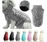 Knitted Dog Jumpers 2 Pack, Winter Warm Turtleneck Sweaters for Small Dogs, Cute Striped Puppy Vest Apparel for Dachshunds, Cats & Cats (XL,Pink+Leather powder)