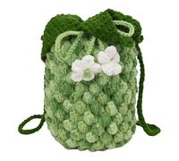 Knitted Drawstring Bag, Cute Knitted Drawstring Bag, Gradient Pineapple Design Small, Cute Gradient Pineapple Design Small Storage Bag with Drawstring, Knitted Purse Bucket Bag for Notebook, School